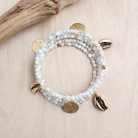 Thai Disc and Shell Coil Bracelet