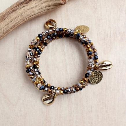 Thai Disc and Shell Coil Bracelet