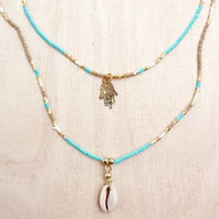 Double Layer Hamsa Shell Necklace