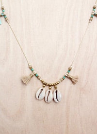 Triple Shell Tassel Necklace