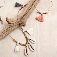 Triple Shell Tassel Necklace