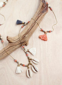 Triple Shell Tassel Necklace