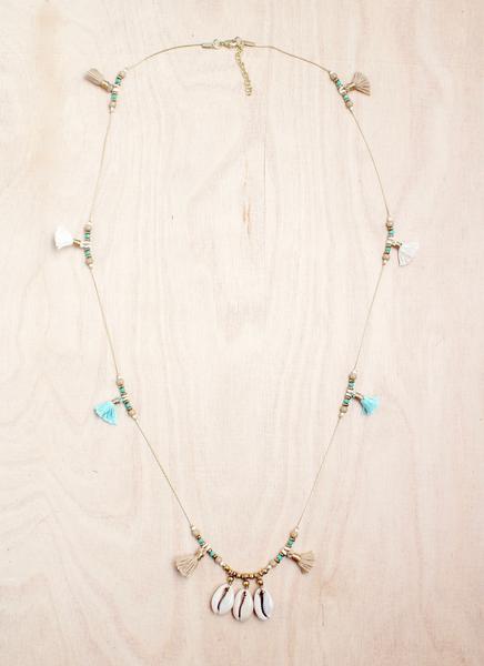 Triple Shell Tassel Necklace