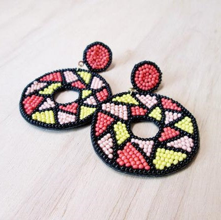 Stained Glasses Beaded Earrings
