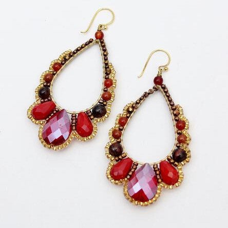Thai Crystal Scalloped Earrings