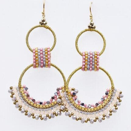 Thai 2 Ring Crystal Earrings