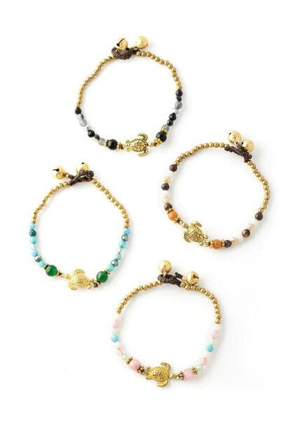 Turtle Stone & Gold Bracelet 4-Pack