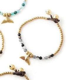 Whale Tail Stone & Gold Bracelet