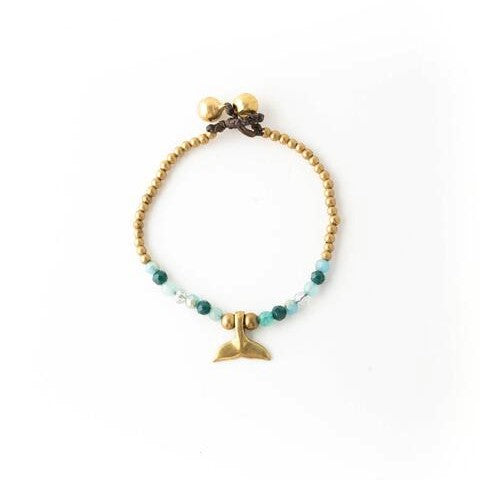 Whale Tail Stone & Gold Bracelet