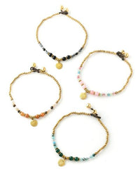 Sunrise Shell Stone & Gold Anklet 4-Pack