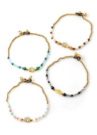 Lotus Stone & Gold Anklet 4-Pack | Shop Bali Queen