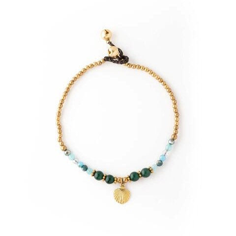 Sunrise Shell Stone & Gold Anklet 4-Pack