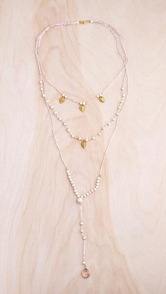 Leaf & Gemstone 3-Tier Necklace