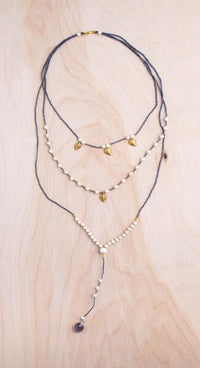 Leaf & Gemstone 3-Tier Necklace