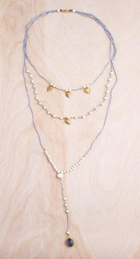 Leaf & Gemstone 3-Tier Necklace