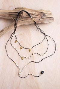 Leaf & Gemstone 3-Tier Necklace