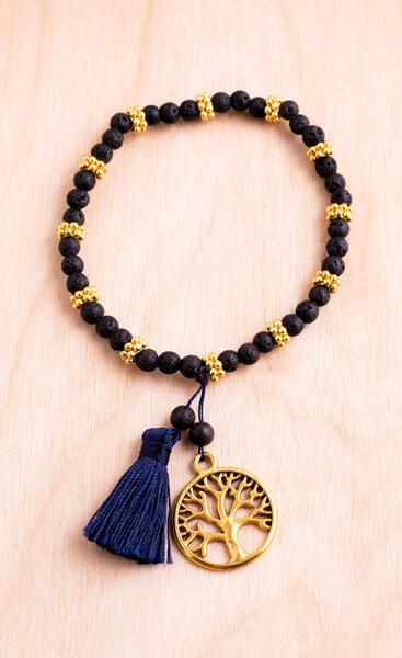 Tree of Life Lava Stone Stretch Bracelet