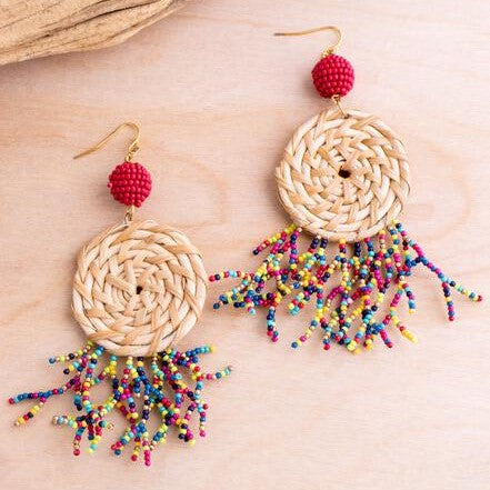 Rattan Medallion Earrings