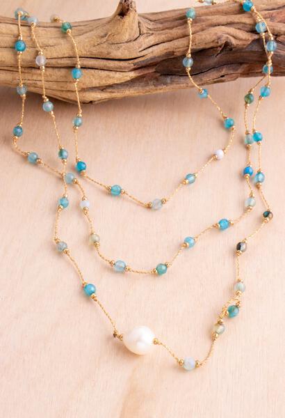 Agate & Pearl Layering Necklace | Shop Bali Queen