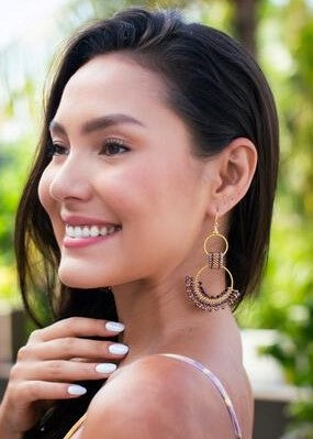 Thai 2 Ring Crystal Earrings