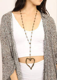 Bronze Open Heart Alloy Necklace