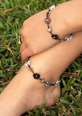 Crystal Flower Anklet 5 Pack