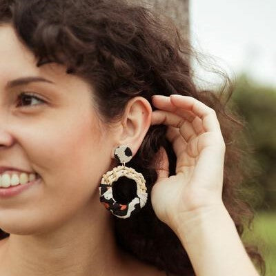 Raffia Animal Print Earrings