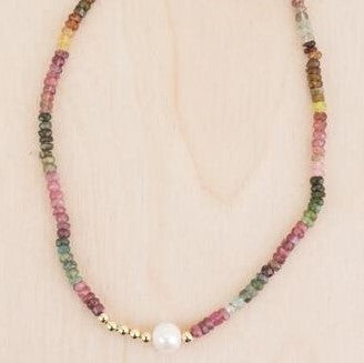 Rainbow Tourmaline Pearl Choker