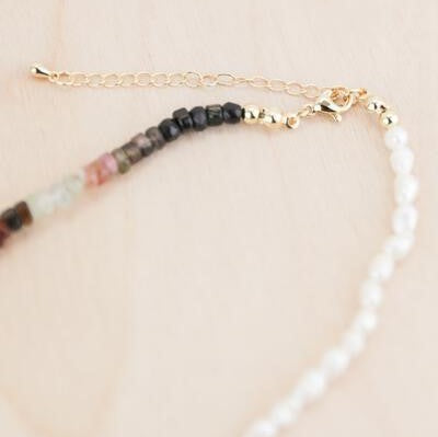 Rainbow Tourmaline Party Pearl Necklace