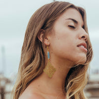 Gold Diamond Laser Cut Earrings