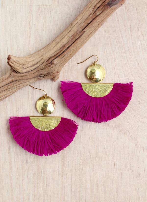 Golden Fan Fringe Earring