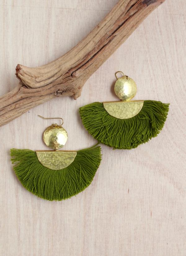 Golden Fan Fringe Earring