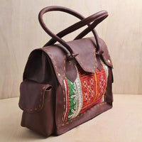 India Scalloped Edge Leather Bag