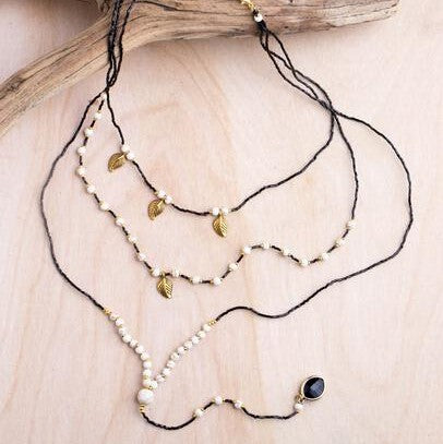 Leaf & Gemstone 3-Tier Necklace | Shop Bali Queen