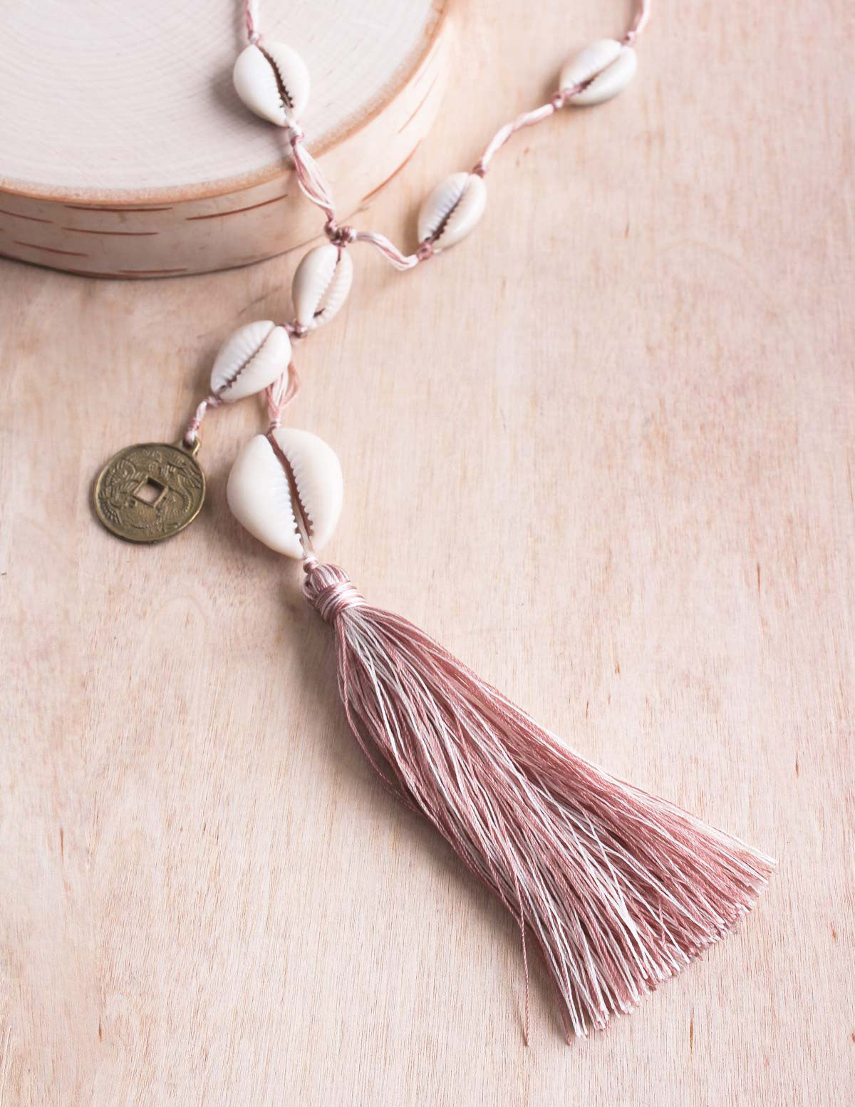 Shelly Coin Tassel Necklace