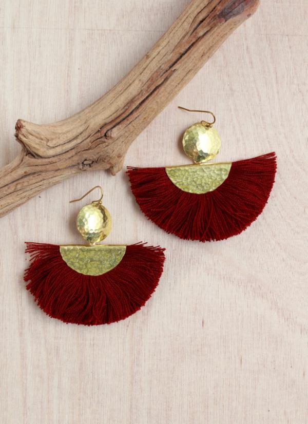 Golden Fan Fringe Earring