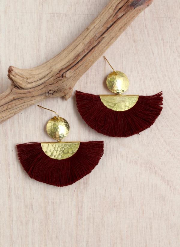 Golden Fan Fringe Earring