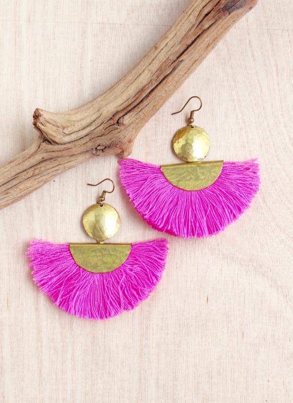 Golden Fan Fringe Earring