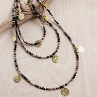 Thai Triple Strand Golden Coin Necklace