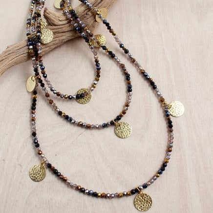 Thai Triple Strand Golden Coin Necklace