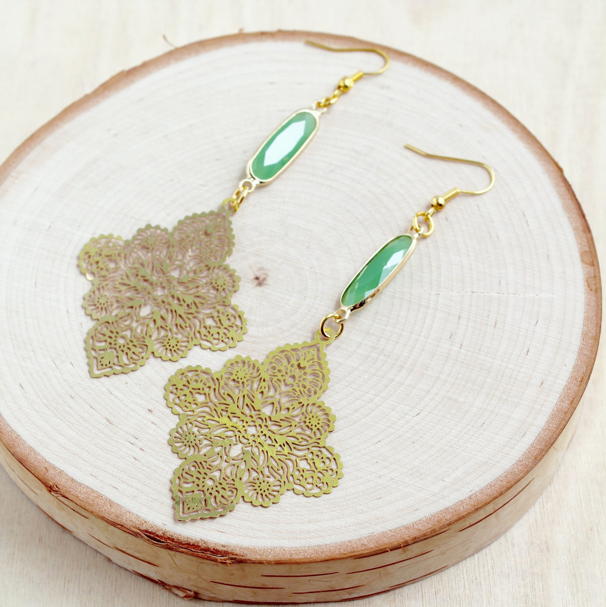 Gold Diamond Laser Cut Earrings | Shop Bali Queen