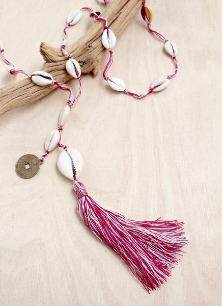 Shelly Coin Tassel Necklace