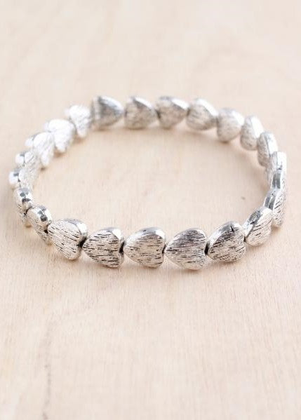 Small Brushed Heart Alloy Stretch Bracelet #36