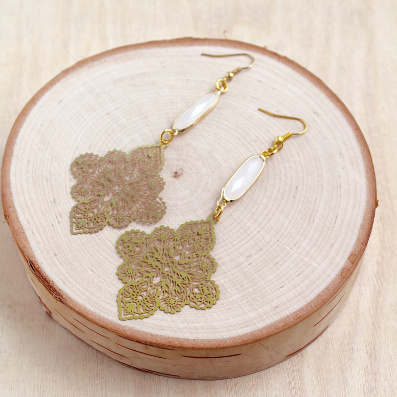 Gold Diamond Laser Cut Earrings | Shop Bali Queen