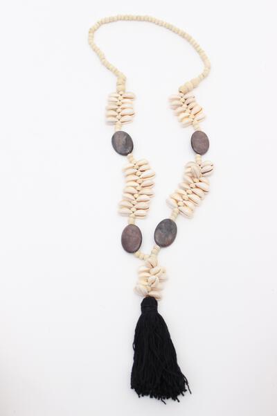 Stone & Shell Tassel Necklace