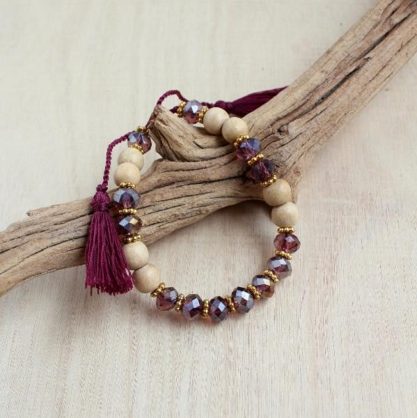 Wood and Crystal Bracelet | Shop Bali Queen