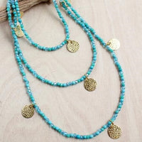 Thai Triple Strand Golden Coin Necklace