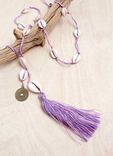 Shelly Coin Tassel Necklace