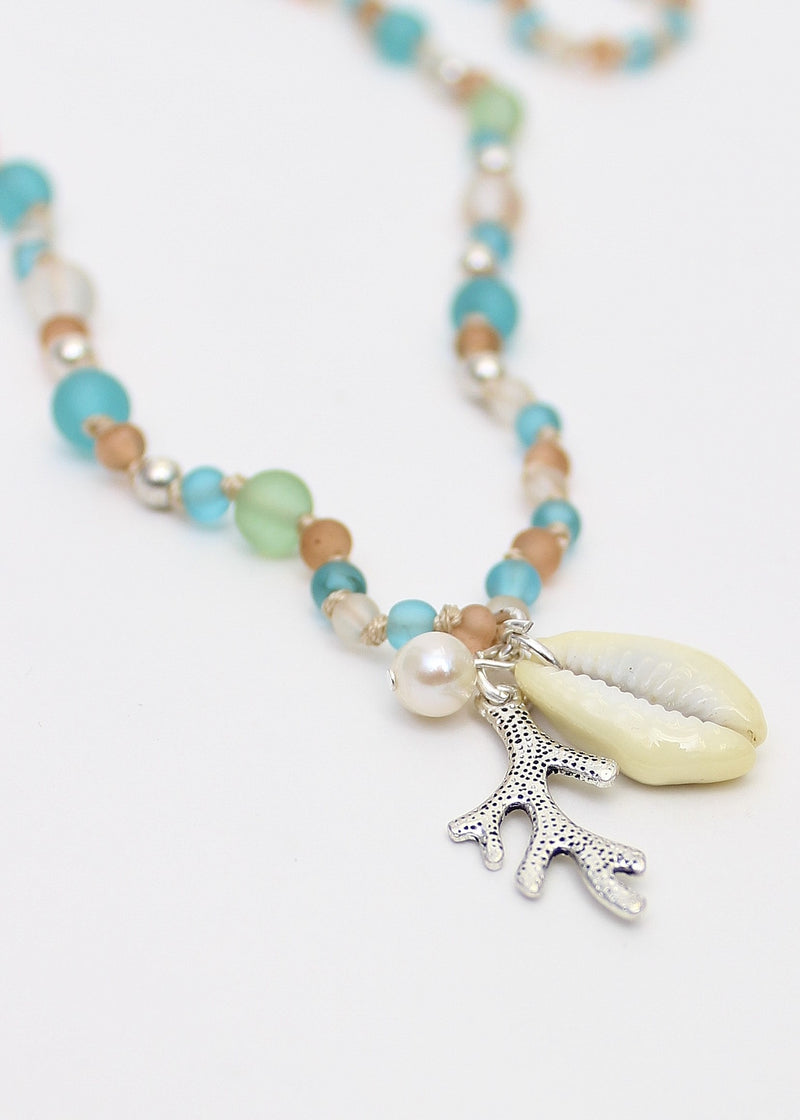 Coral Charm Seaglass Necklace