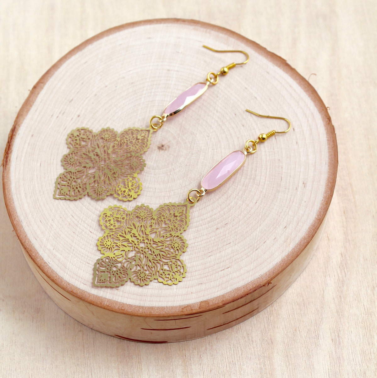 Gold Diamond Laser Cut Earrings